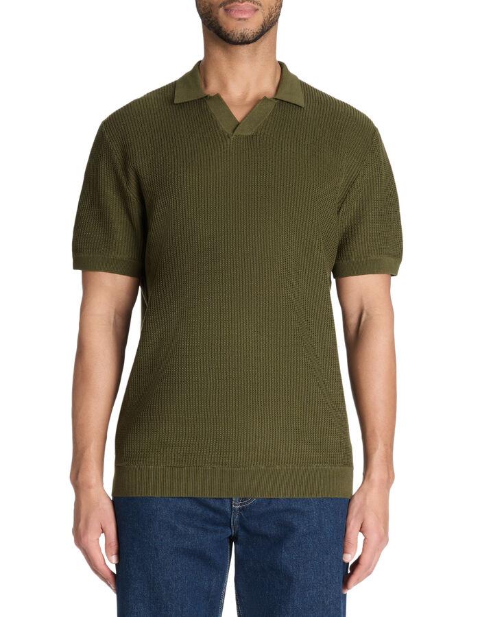 Celio Polo Boxy En Maille Texturée 100% Coton - Kaki