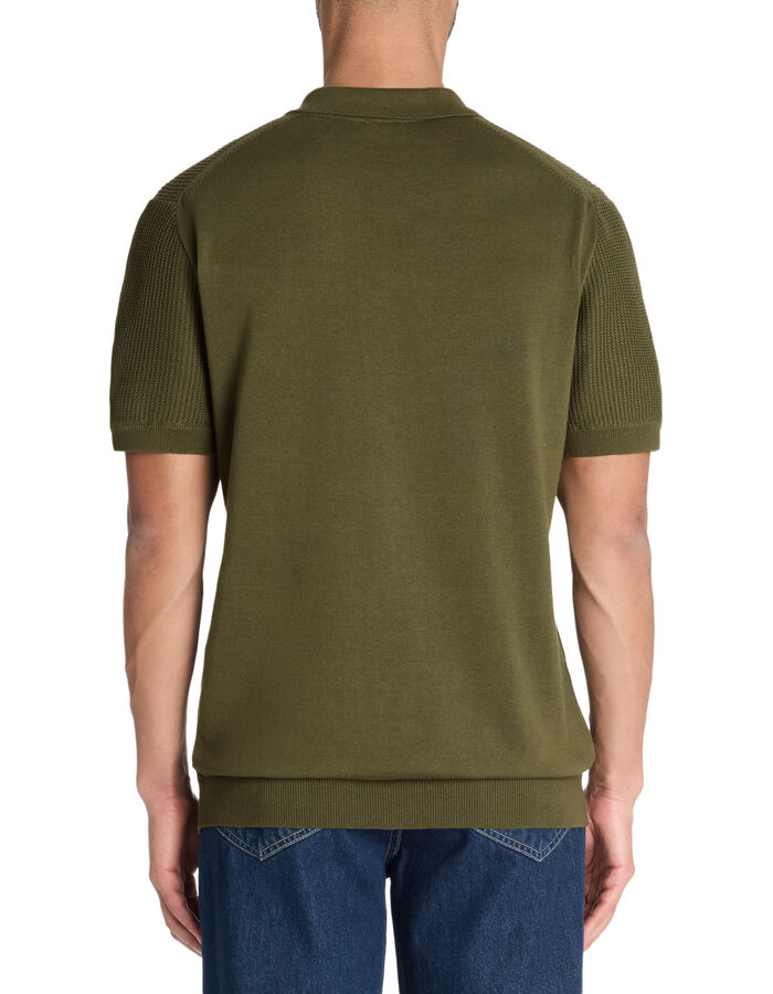 Celio Polo Boxy En Maille Texturée 100% Coton - Kaki
