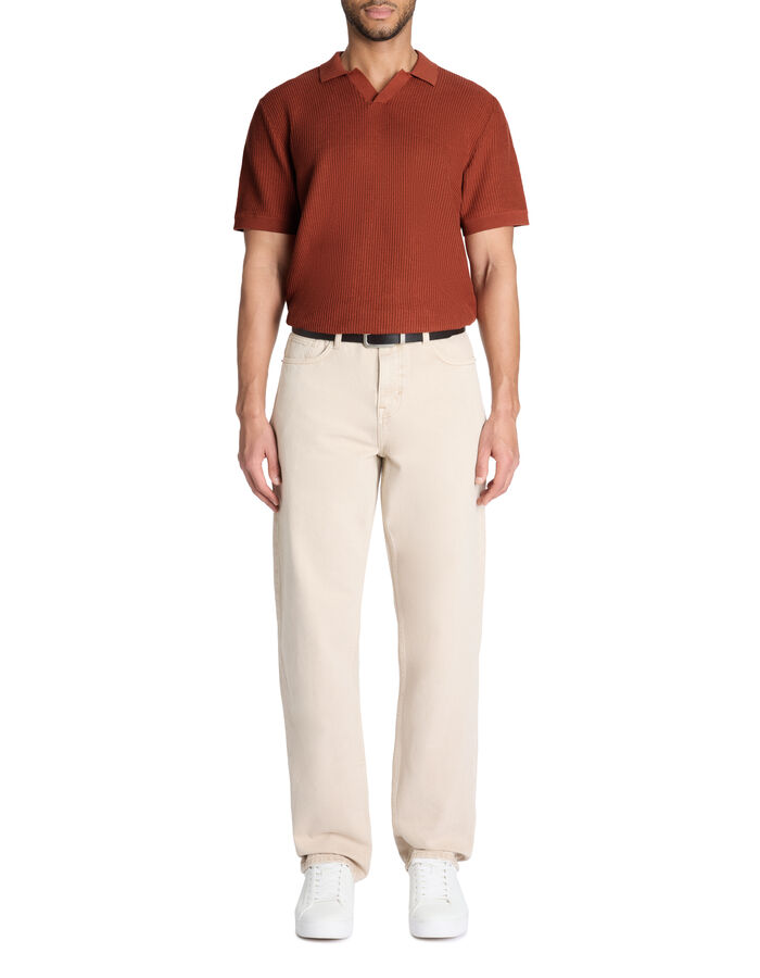 Celio Polo Boxy En Maille Texturée 100% Coton - Terra