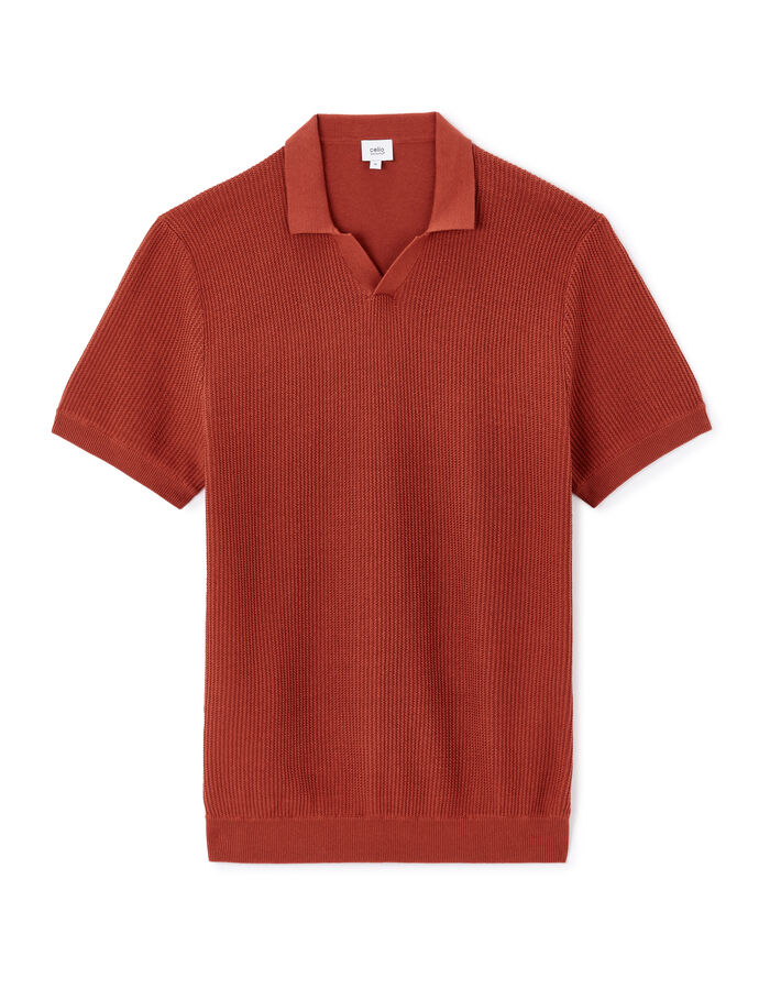 celio Polo boxy en maille texturée 100% coton - terra