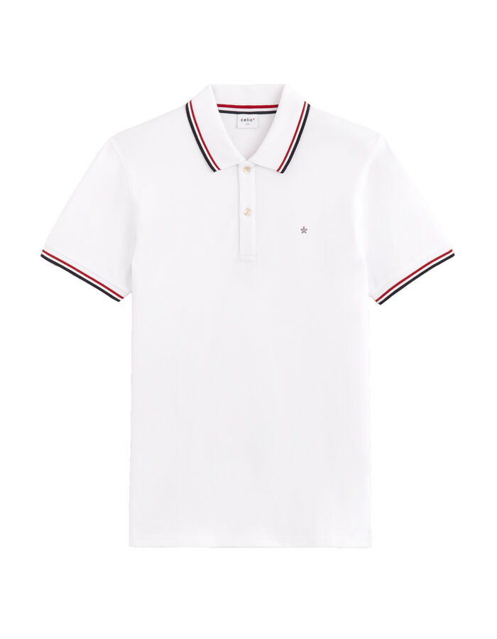 celio Polo piqué slim en coton stretch - blanc