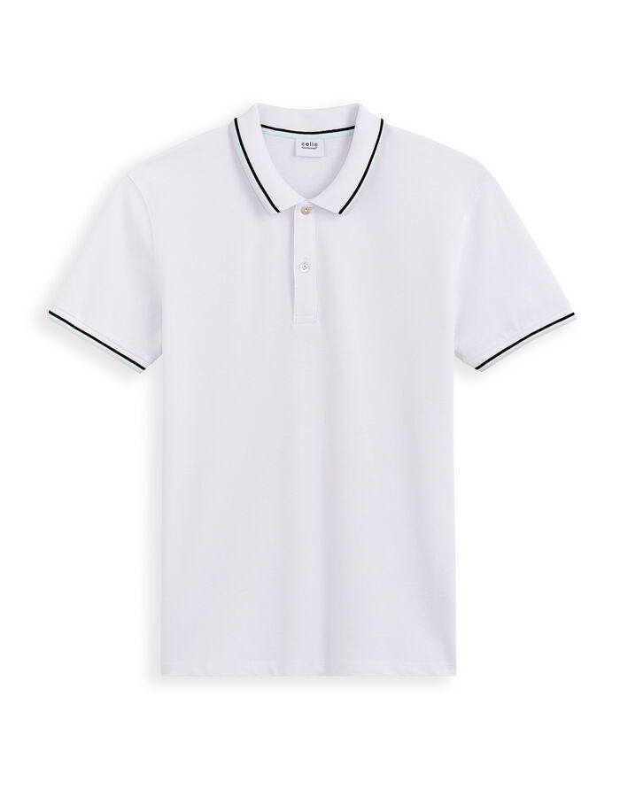 celio Polo piqué slim en coton stretch - blanc