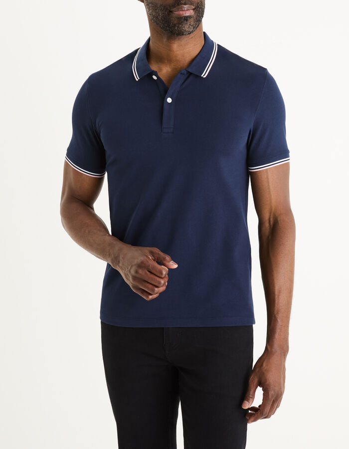 Celio Polo Piqué Slim En Coton Stretch - Marine