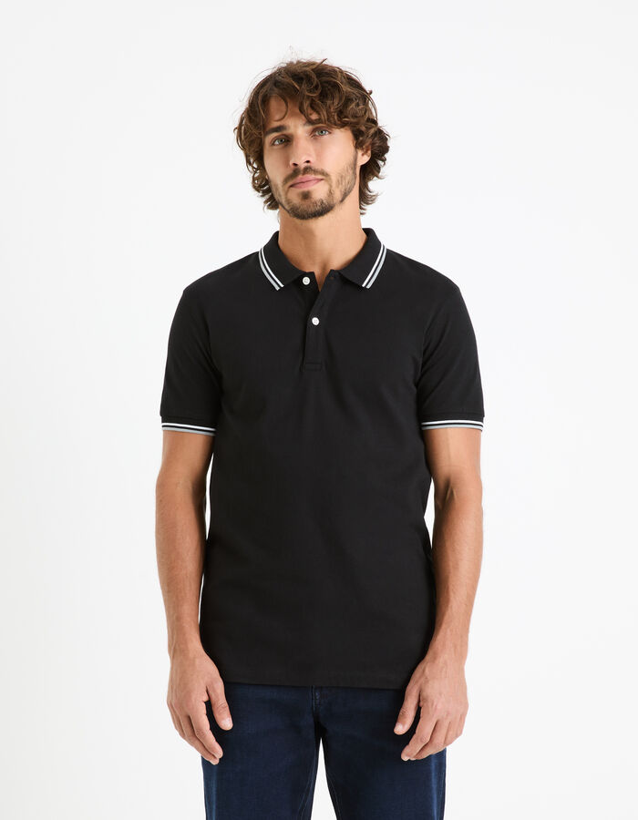 Celio Polo Piqué Slim En Coton Stretch - Noir