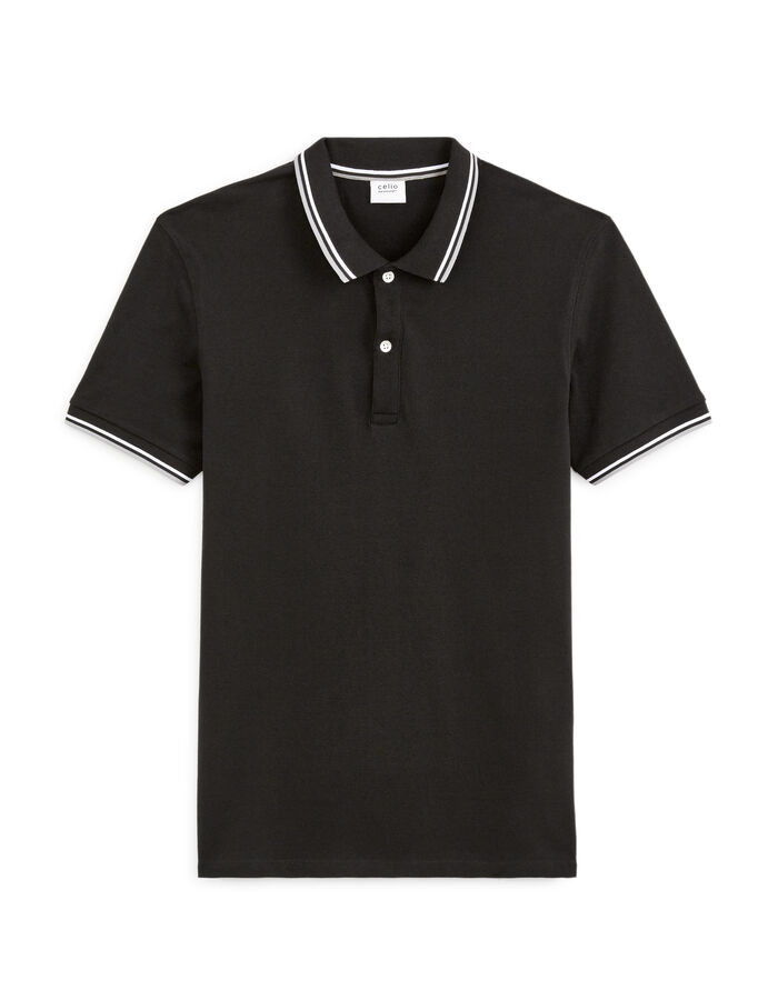 celio Polo piqué slim en coton stretch - noir