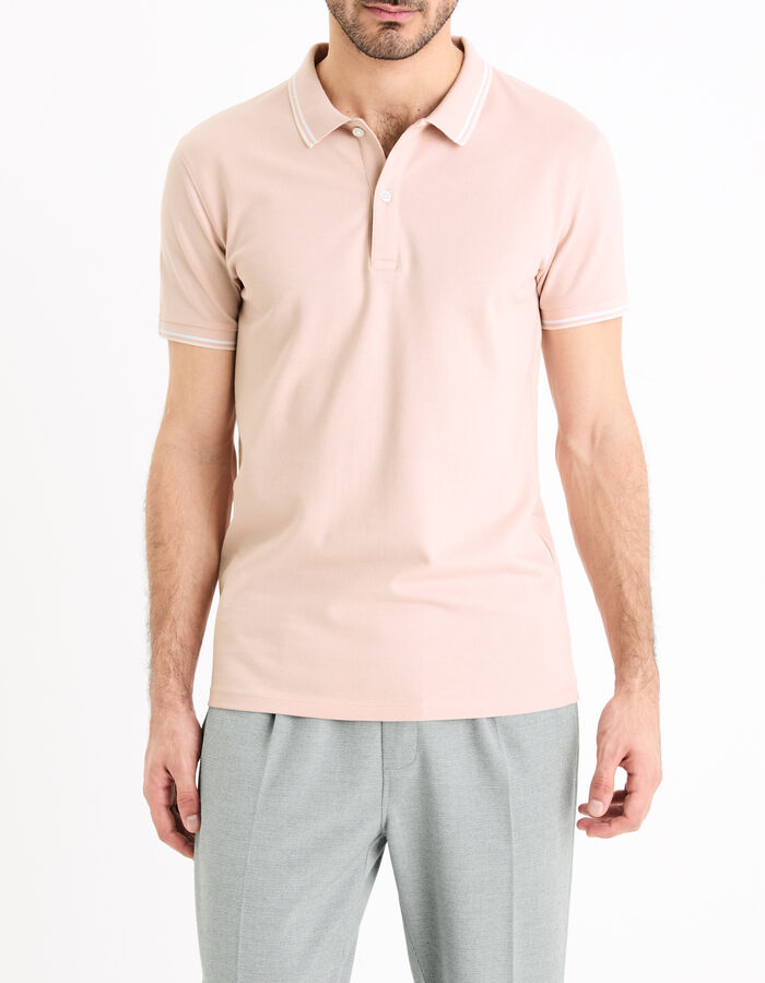 Celio Polo Piqué Slim En Coton Stretch - Rose Clair