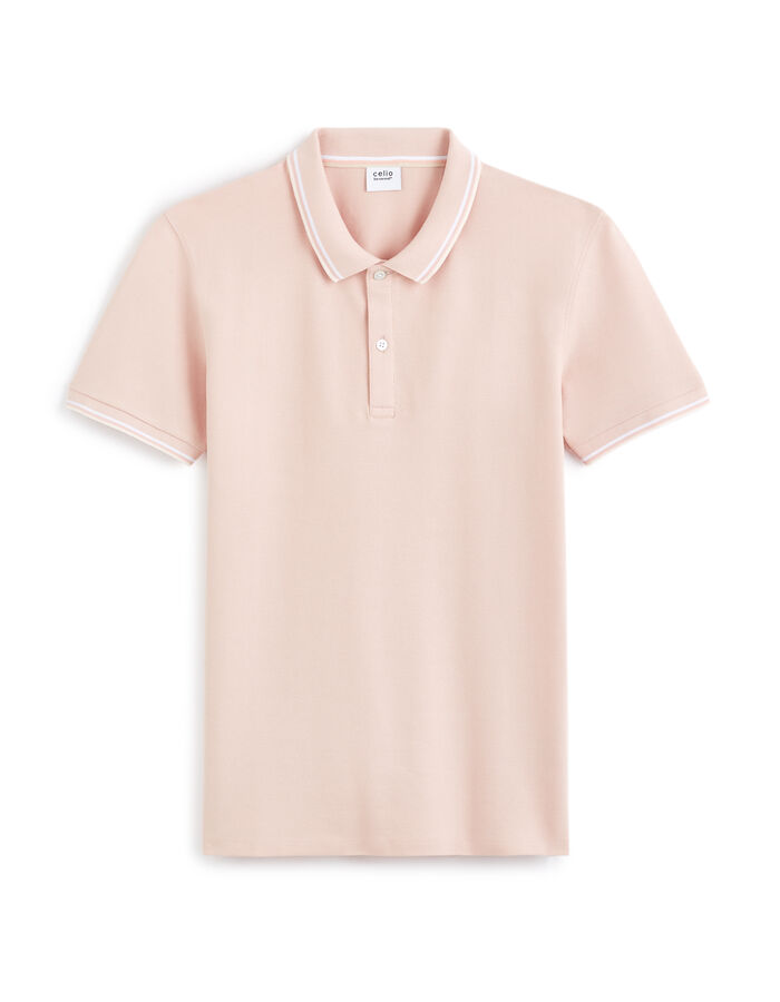 celio Polo piqué slim en coton stretch - rose clair