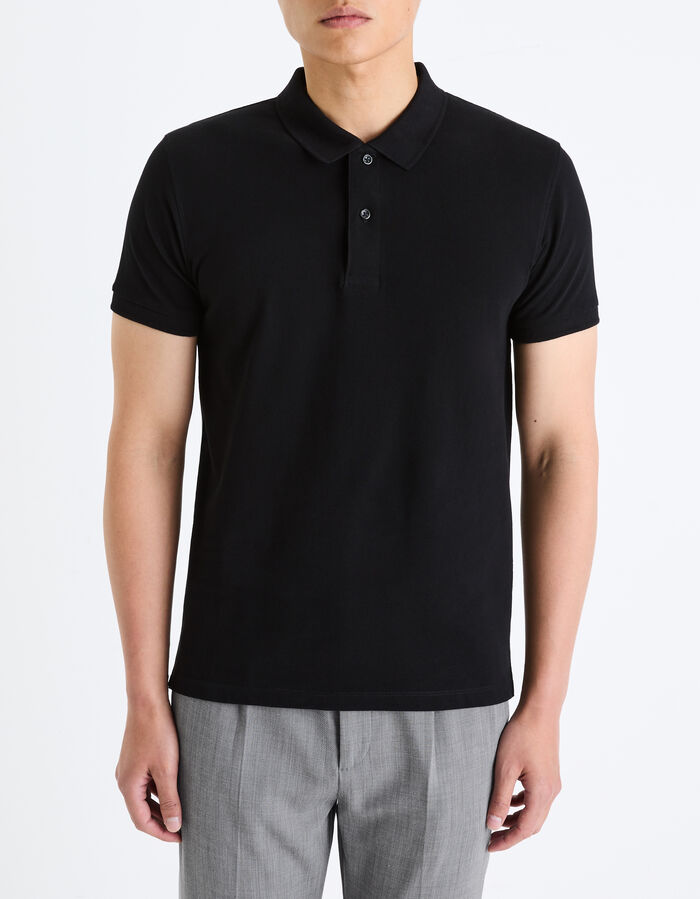 Celio Polo Piqué Straight 100% Coton - Noir