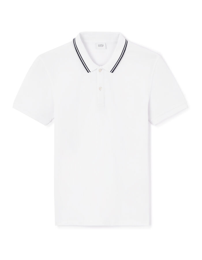 celio Polo slim coton stretch - blanc