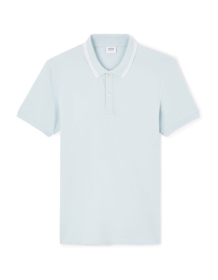 celio Polo slim coton stretch - bleu