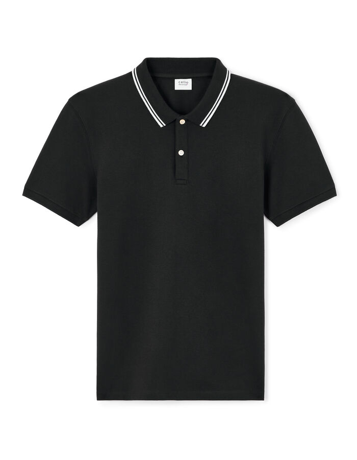 celio Polo slim coton stretch - noir
