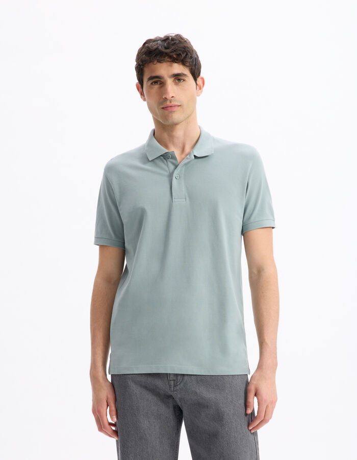 Celio Polo Straight 100% Coton - Vert De Gris