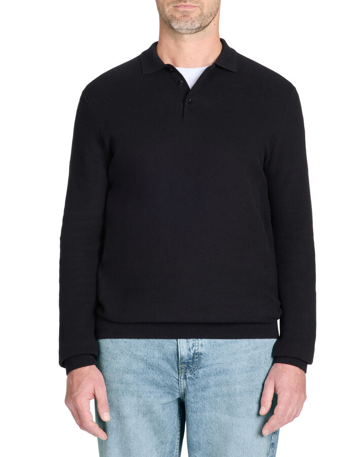 Celio Pull Col Polo 100% Coton - Noir