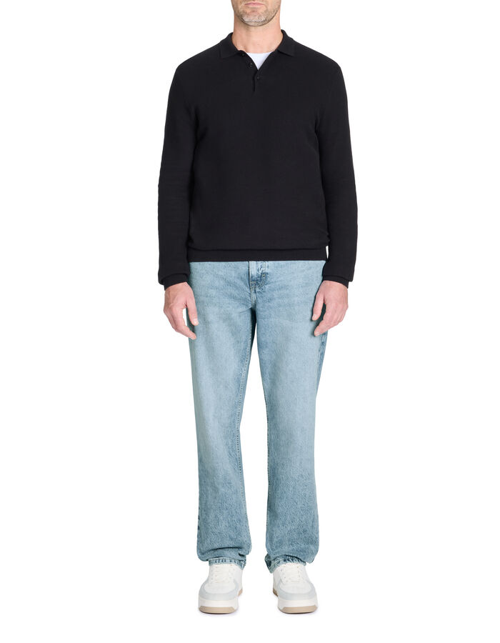 Celio Pull Col Polo 100% Coton - Noir