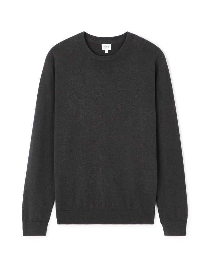 celio Pull col rond 100% coton - anthracite