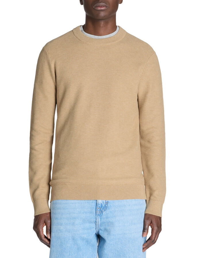 Celio Pull Col Rond 100% Coton - Beige
