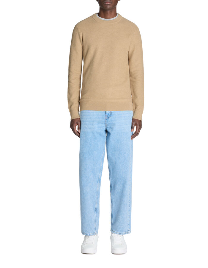 Celio Pull Col Rond 100% Coton - Beige