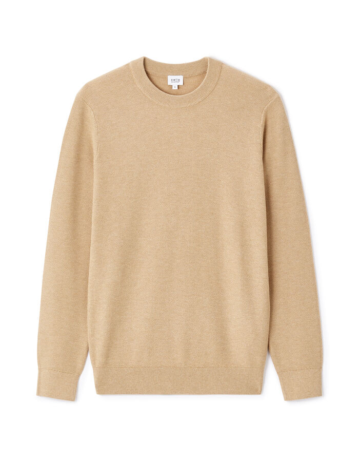 celio Pull col rond 100% coton - beige