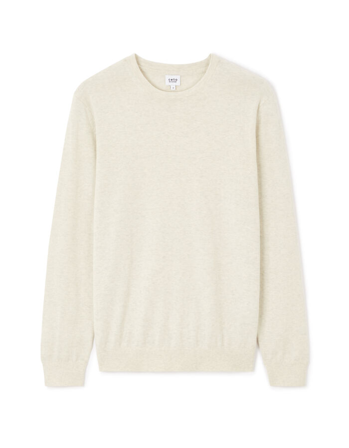 celio Pull col rond 100% coton - beige clair
