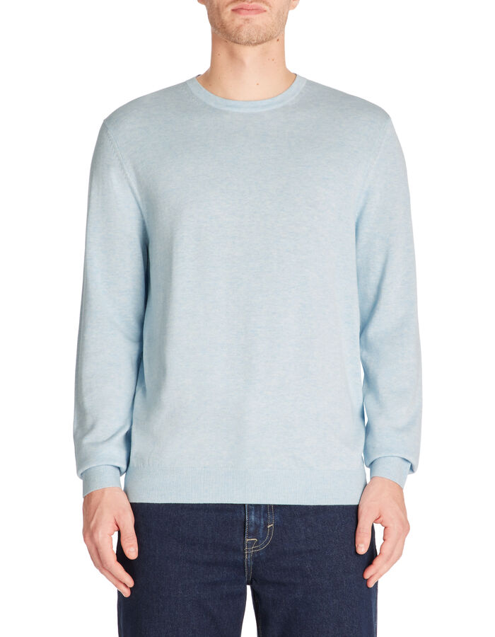 Celio Pull Col Rond 100% Coton - Bleu Ciel