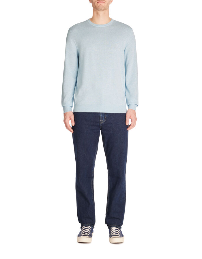 Celio Pull Col Rond 100% Coton - Bleu Ciel