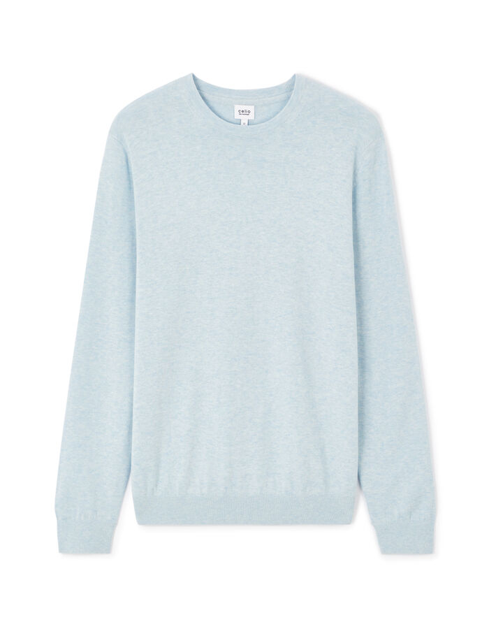 celio Pull col rond 100% coton - bleu ciel