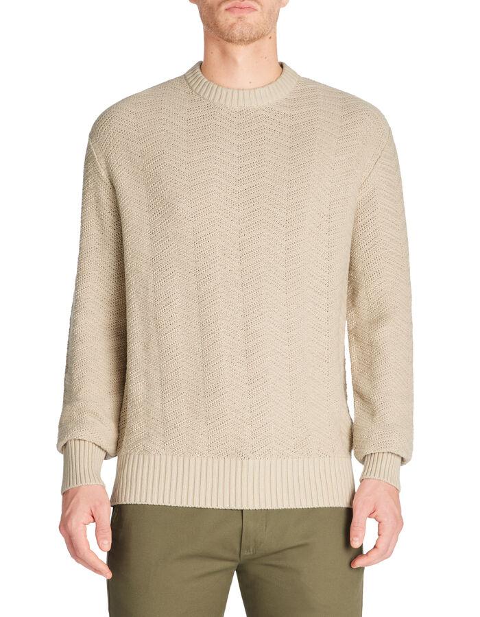 Celio Pull Col Rond 100% Coton - Ecru
