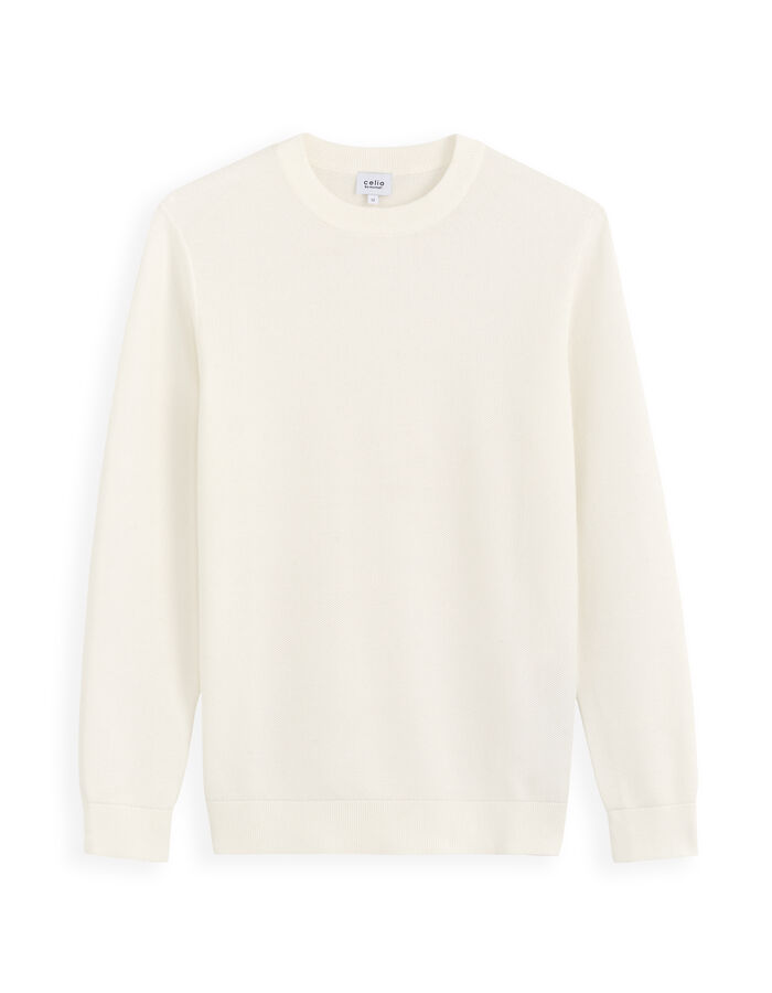 celio Pull col rond 100% coton - écru