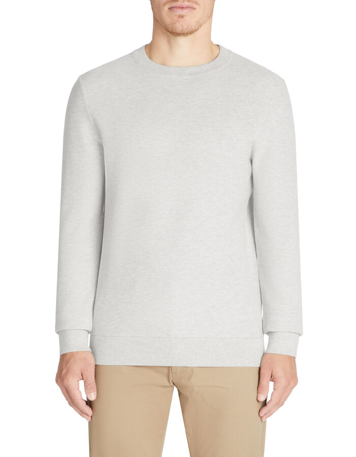 Celio Pull Col Rond 100% Coton - Gris Chiné