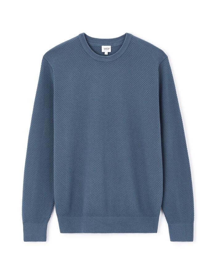 celio Pull col rond 100% coton - marine