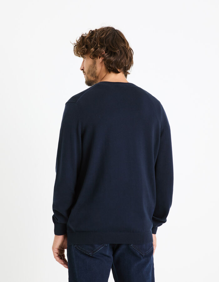 Celio Pull Col Rond 100% Coton - Marine