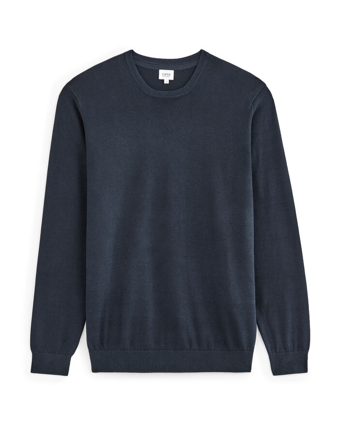 celio Pull col rond 100% coton - marine
