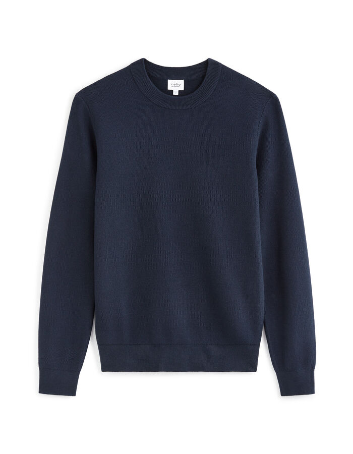 celio Pull col rond 100% coton - marine