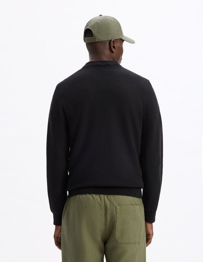 Celio Pull Col Rond 100% Coton - Noir