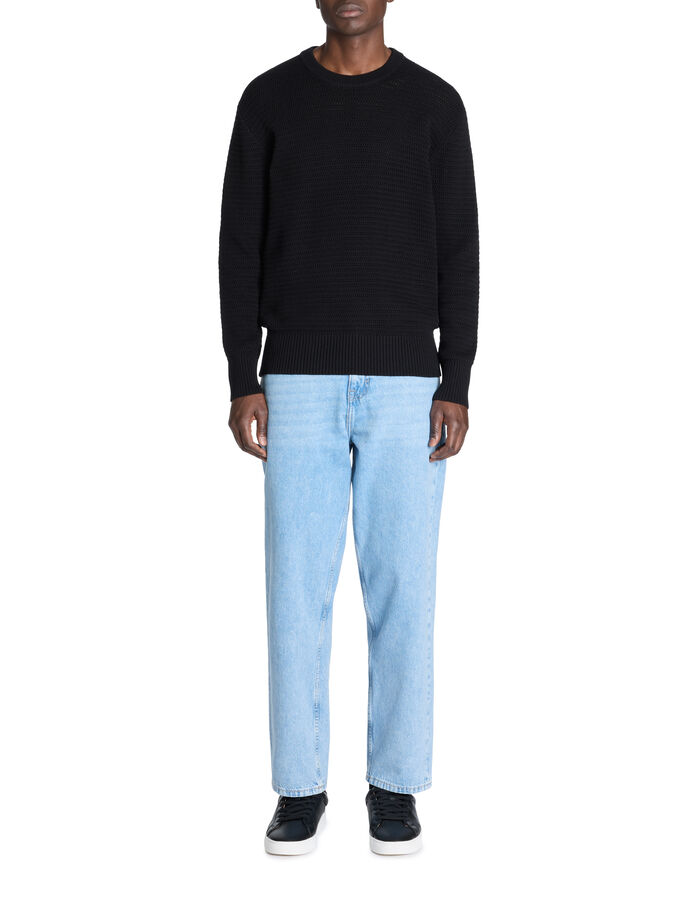 Celio Pull Col Rond 100% Coton - Noir