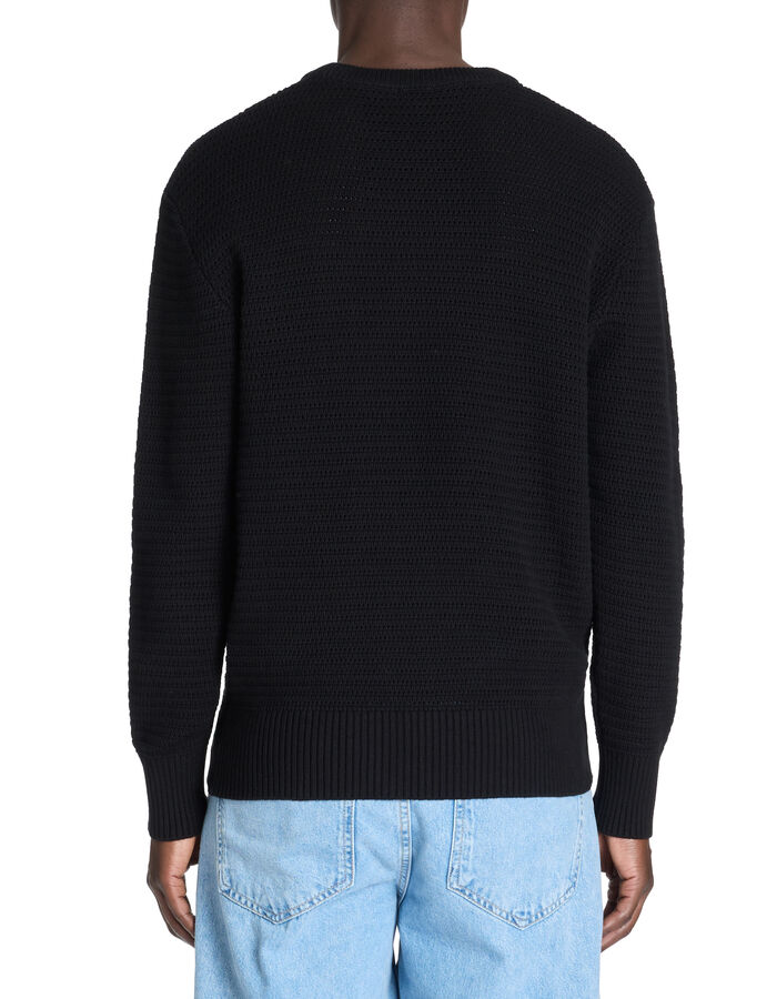Celio Pull Col Rond 100% Coton - Noir
