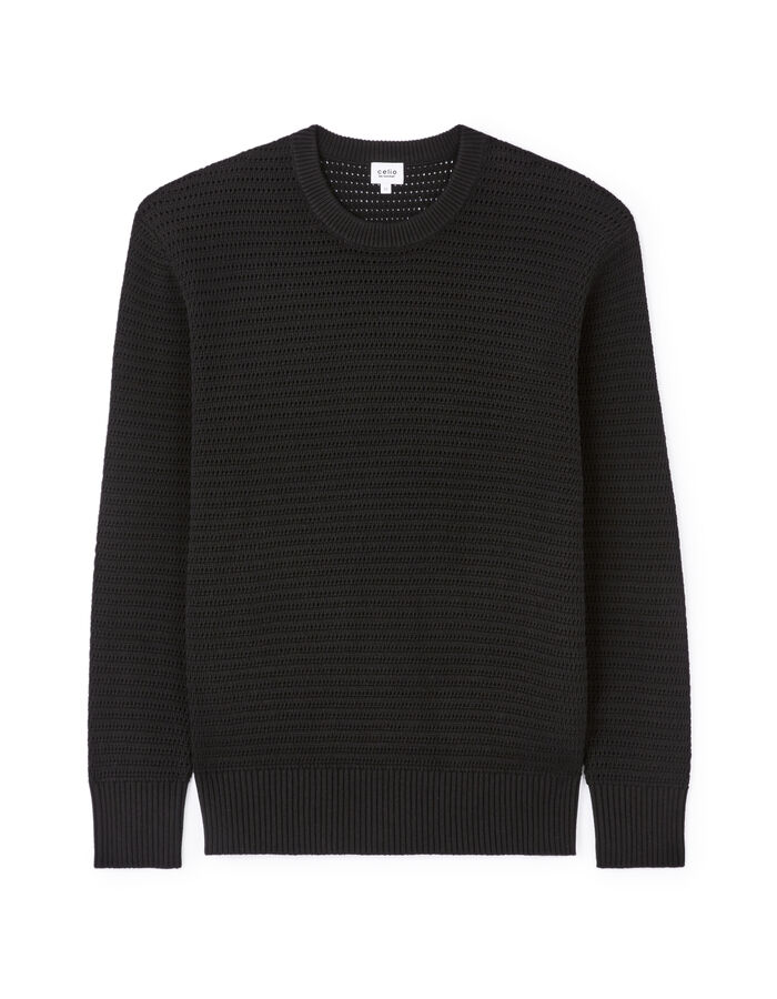 celio Pull col rond 100% coton - noir