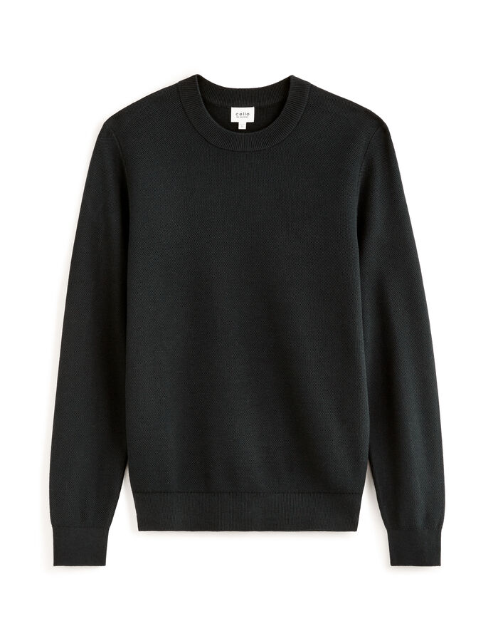celio Pull col rond 100% coton - noir