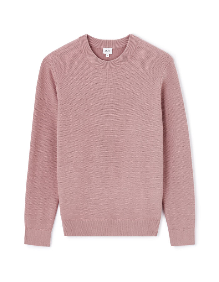 celio Pull col rond 100% coton - vieux rose