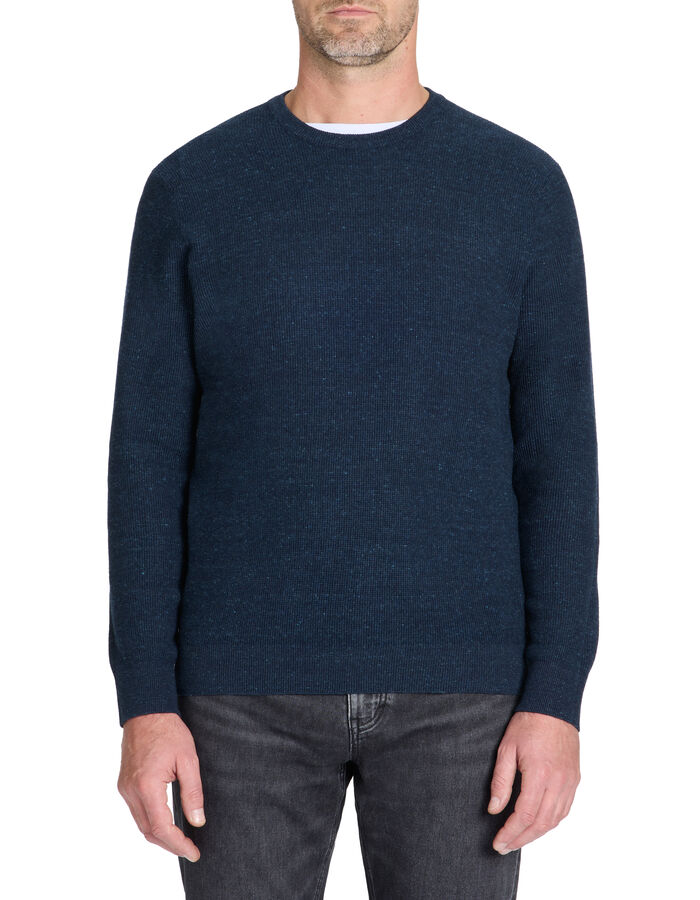 Celio Pull Col Rond Coton Mélangé - Marine