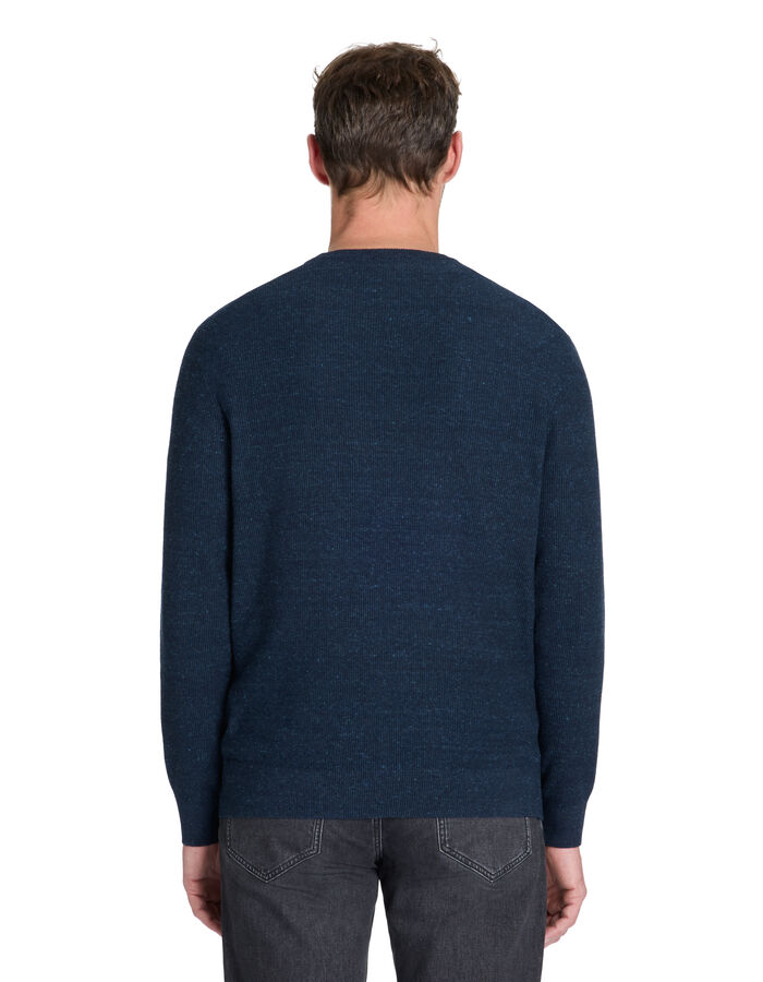 Celio Pull Col Rond Coton Mélangé - Marine