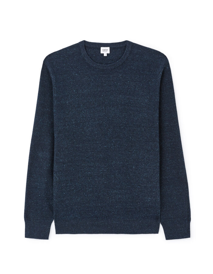 celio Pull col rond coton mélangé - marine