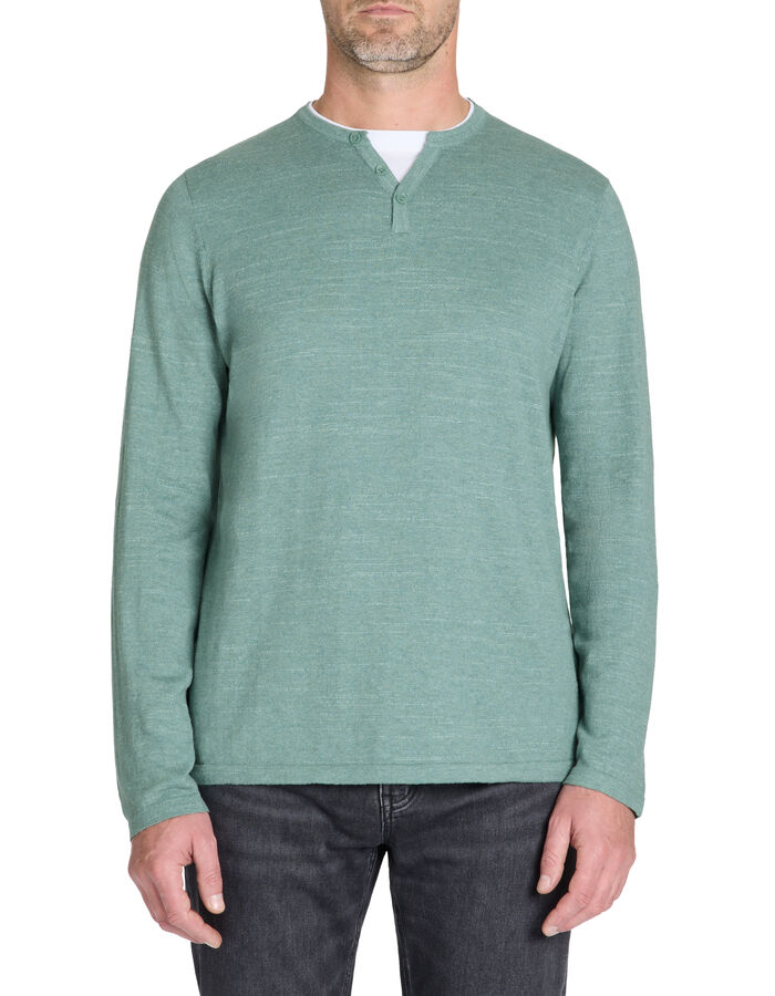 Celio Pull Col Tunisien 100% Coton - Vert
