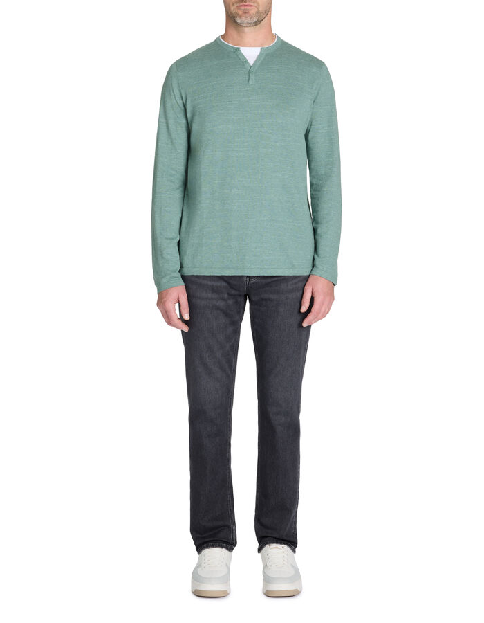 Celio Pull Col Tunisien 100% Coton - Vert