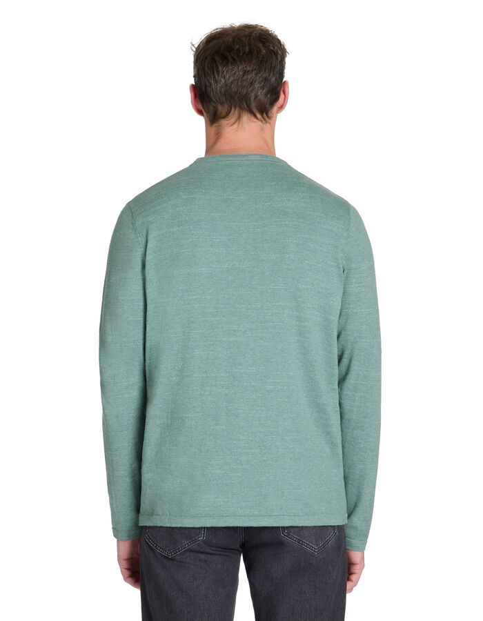 Celio Pull Col Tunisien 100% Coton - Vert