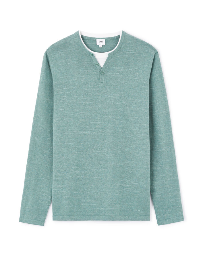 celio Pull col tunisien 100% coton - vert