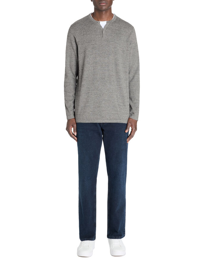 Celio Pull Col Tunisien Coton Mélangé - Gris Chine