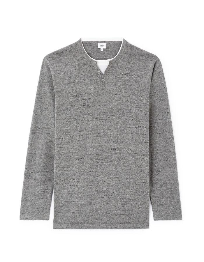 celio Pull col tunisien coton mélangé - gris chine