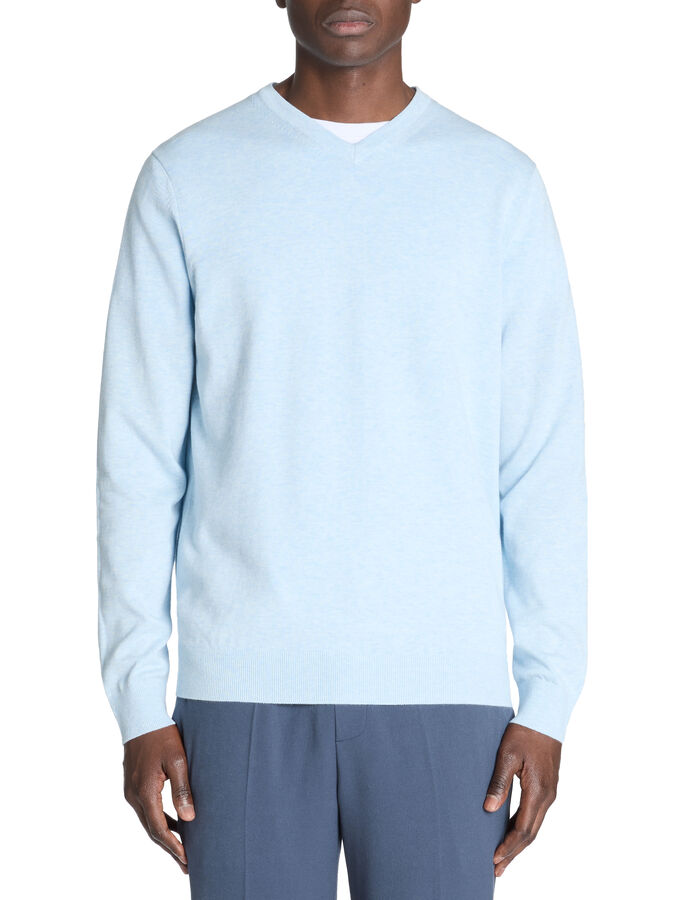 Celio Pull Col V 100% Coton - Bleu Clair