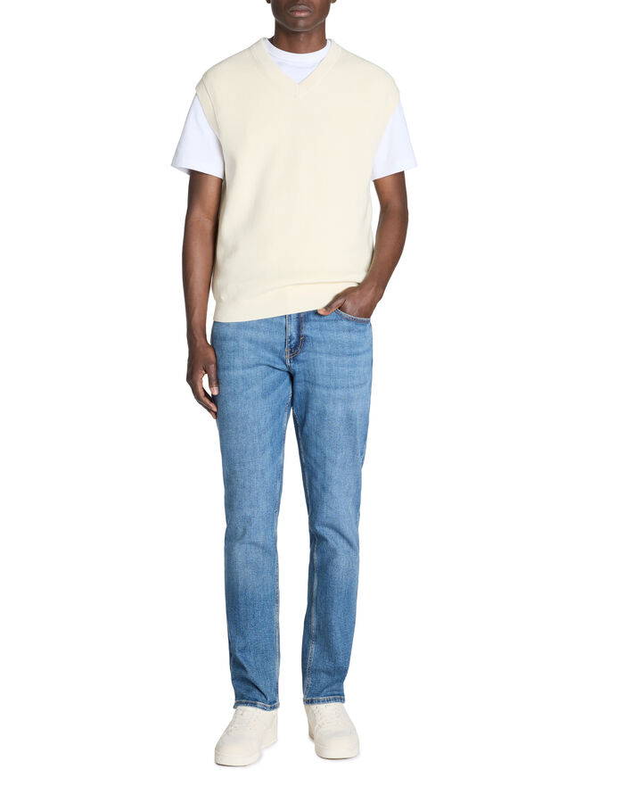 Celio Pull Col V 100% Coton - Ecru